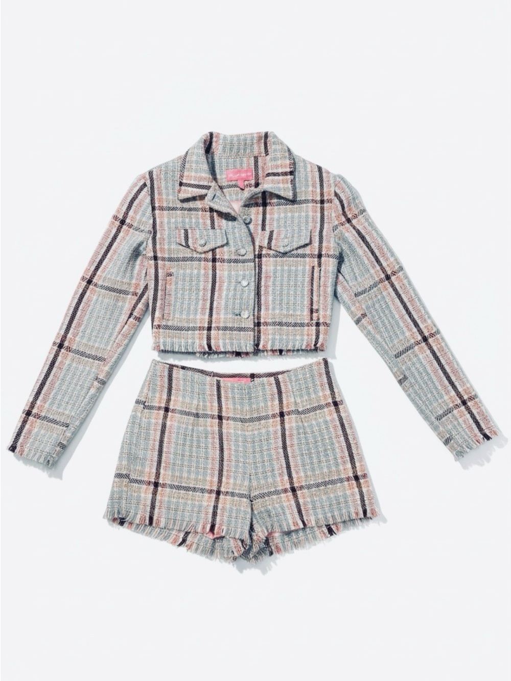🩷 Sugar Thrillz Top Marks Influencer Tweed Moto Jacket & Shorts Set - Size Small